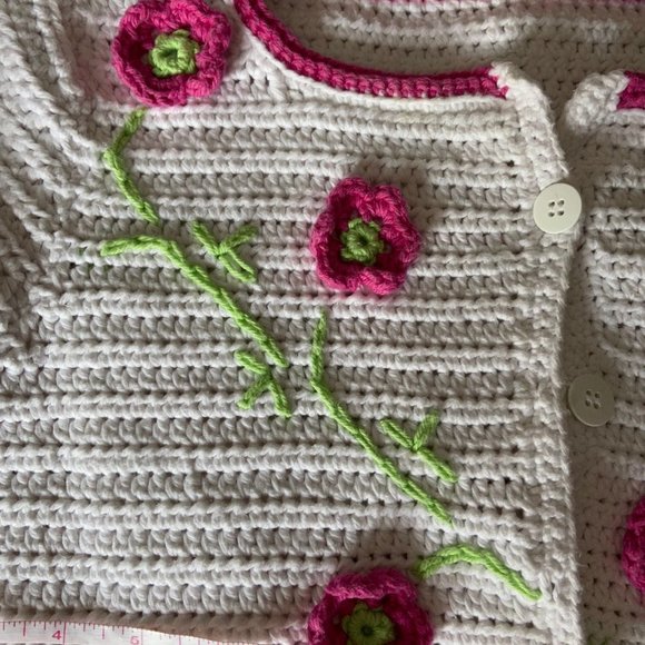 Handmade 100% Cotton Crochet Boxy Cardigan. Sz M EUC - Picture 7 of 7